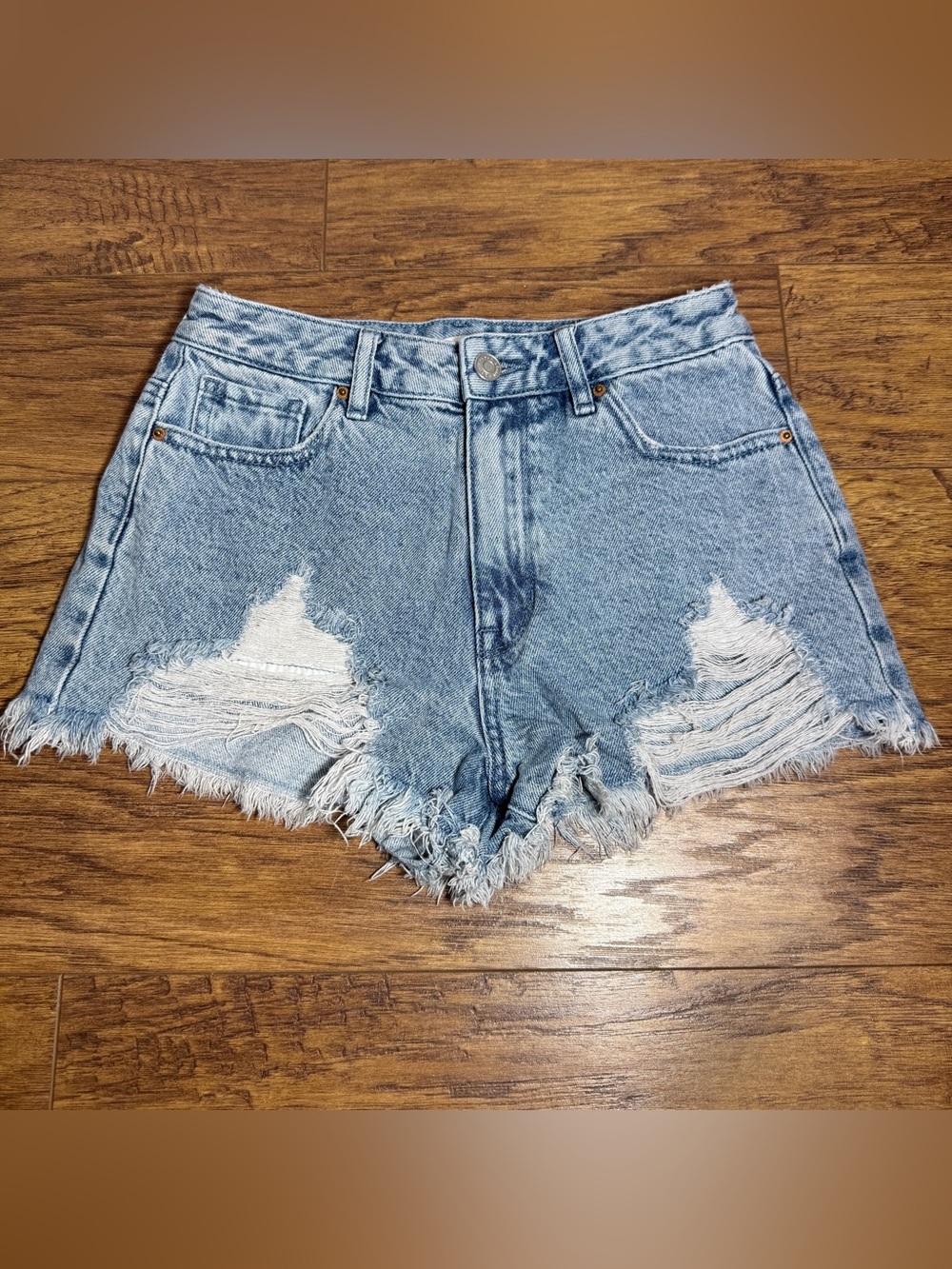 PacSun Size 25 High Rise Festival Micro Denim Shorts Distressed Frayed Y2K